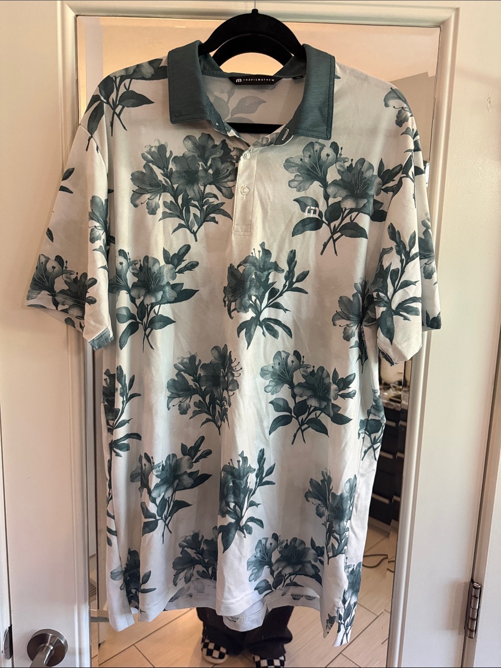 Travis Mathew Teal Floral Polo